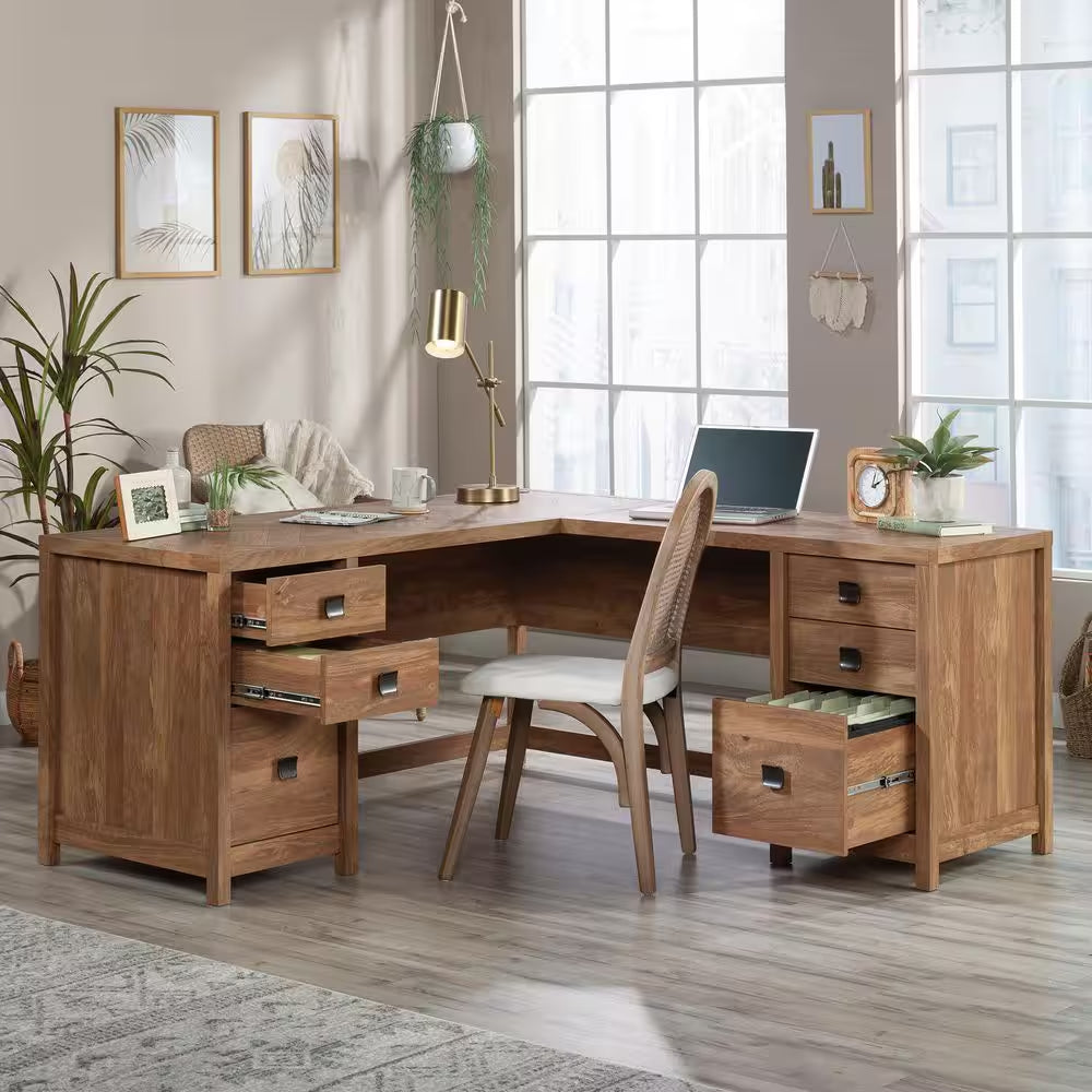 Cannery Bridge 65.945 In. L-Shaped Sindoori Mango Computer Desk with File Storage