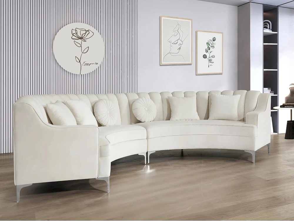 Semicircle Modular Curved Velvet Sectional Sofa, Modern Cloud-Like for Living Room Apartment Office Conference Space