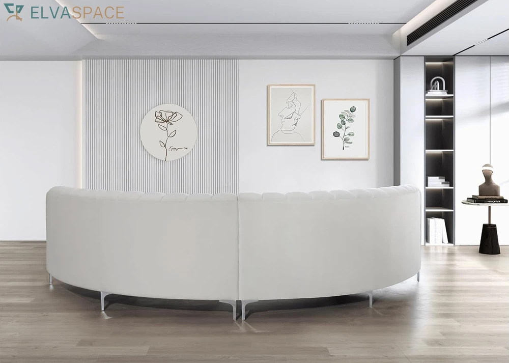 Semicircle Modular Curved Velvet Sectional Sofa, Modern Cloud-Like for Living Room Apartment Office Conference Space