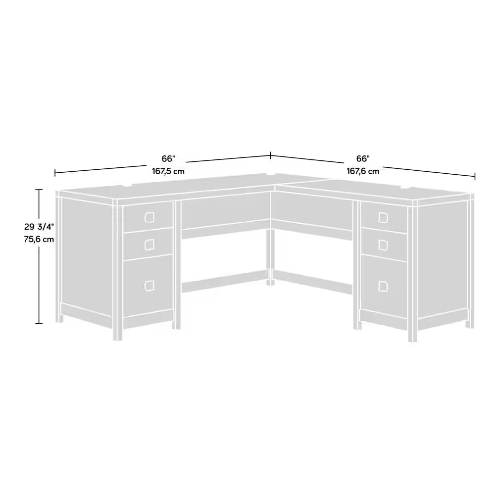 Cannery Bridge 65.945 In. L-Shaped Sindoori Mango Computer Desk with File Storage