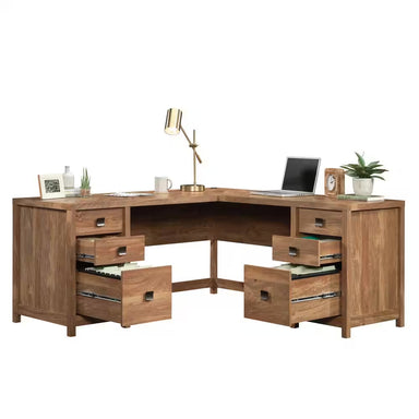 Cannery Bridge 65.945 In. L-Shaped Sindoori Mango Computer Desk with File Storage