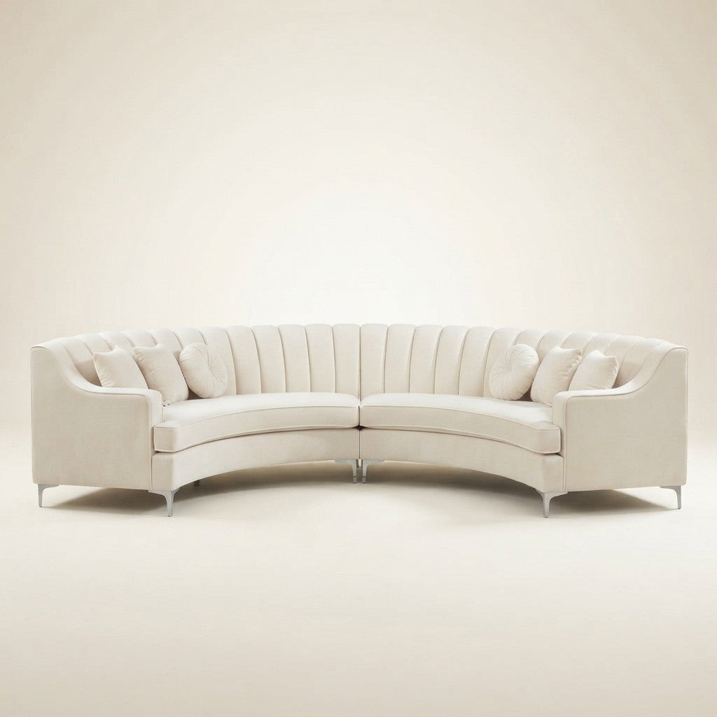 Semicircle Modular Curved Velvet Sectional Sofa, Modern Cloud-Like for Living Room Apartment Office Conference Space