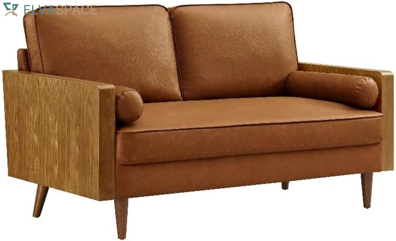 Kellan 72 Inch Velvet Sofa in Walnut Moss Green