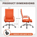 Ergonomic Office Desk Chair, Executive Ribbed Mid-Back PU Leather Conference Room Chair Adjustable Swivel Chair with Arms (1, Orange)