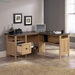 August Hill L-Shaped Corner Desk with Storage Drawer and Open Shelf for Home Office, in Dover Oak Finish