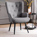 Boucle Accent Chair for Living Room, Upholstered Reading Chair with High Backrest, Tufted-Button Wingback Armchair for Bedroom, Dressing Room, Home Office, Ivory White