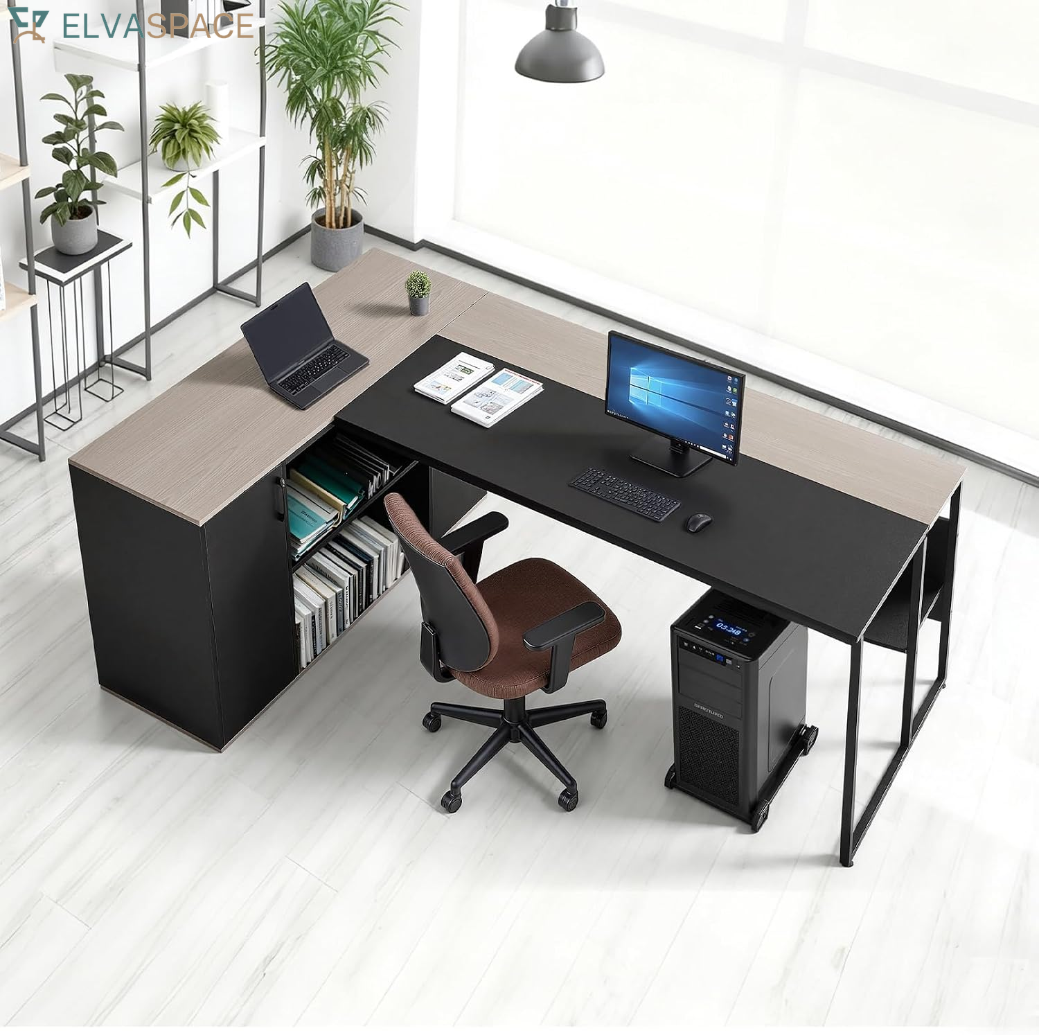 71" L-Shaped Executive Desk, Large Computer Desk with Drawers, File Storage Cabinet, CPU Stand, 350 LBS Load Capacity Corner Table, Easy Assembly, for Work Study