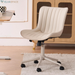 Green Office Desk Chair with Wheels Armless Vanity Chair Modern | Faux Leather Upholstered with Rocking Back, Swivel Height Adjustable Small Cute Computer Rolling Task Chair Ergonomic 300Lb
