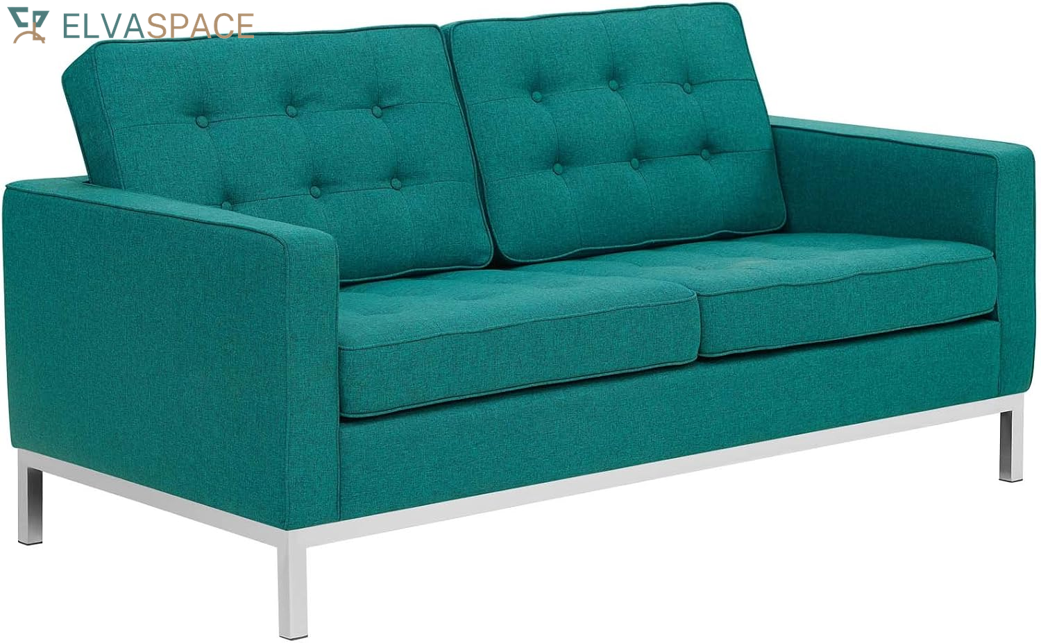 Loft Upholstered Fabric Mid-Century Modern Accent Arm Lounge Chair in Teal