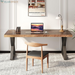 Solid Wood Desk 55 Inches, Home Office Computer Desk Wooden Rustic Writing Desk Metal Modern Simple Design Executive Real Wood Desk(Rustic Brown)