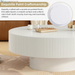 Modern round Coffee Table with Sturdy Base, White | Wood Sofa Center Table for Living Room,Office, Reception Room, Easy Assemble,