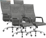 Ergonomic Office Desk Chair, Executive Ribbed Mid-Back PU Leather Conference Room Chair Adjustable Swivel Chair with Arms (1, Orange)