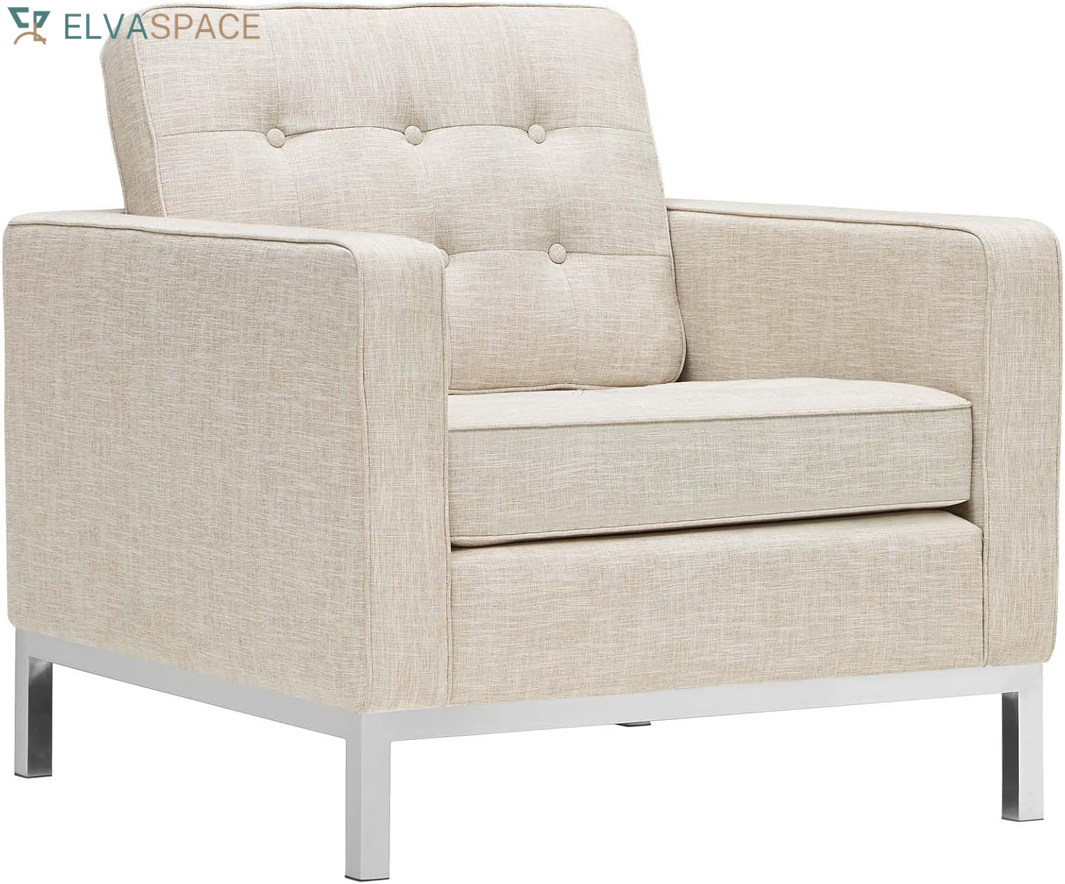 Loft Upholstered Fabric Mid-Century Modern Accent Arm Lounge Chair in Teal