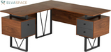 Reversible L-Shaped Computer Desk with File Cabinet, Brown | Drawers, Ideal for Home Office, Workspace Organization, Modern Design, Everyday Use
