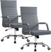 Ergonomic Office Desk Chair, Executive Ribbed Mid-Back PU Leather Conference Room Chair Adjustable Swivel Chair with Arms (1, Orange)