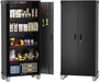 Storage Metal Cabinet 71" with Doors and 4 Shelves Adjustable Adjustable Feet and Lock Tall Storage Cabinet for Pantry Garage Craft Bedroom Office Shop