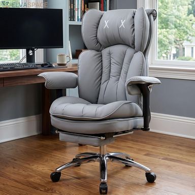 Big & Tall Desk Chair, Wide Executive Office Chair with Footrest Grey