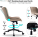Green Office Desk Chair with Wheels Armless Vanity Chair Modern | Faux Leather Upholstered with Rocking Back, Swivel Height Adjustable Small Cute Computer Rolling Task Chair Ergonomic 300Lb