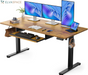 Electric Standing Desk with Keyboard Tray, 44X24, Vintage Brown