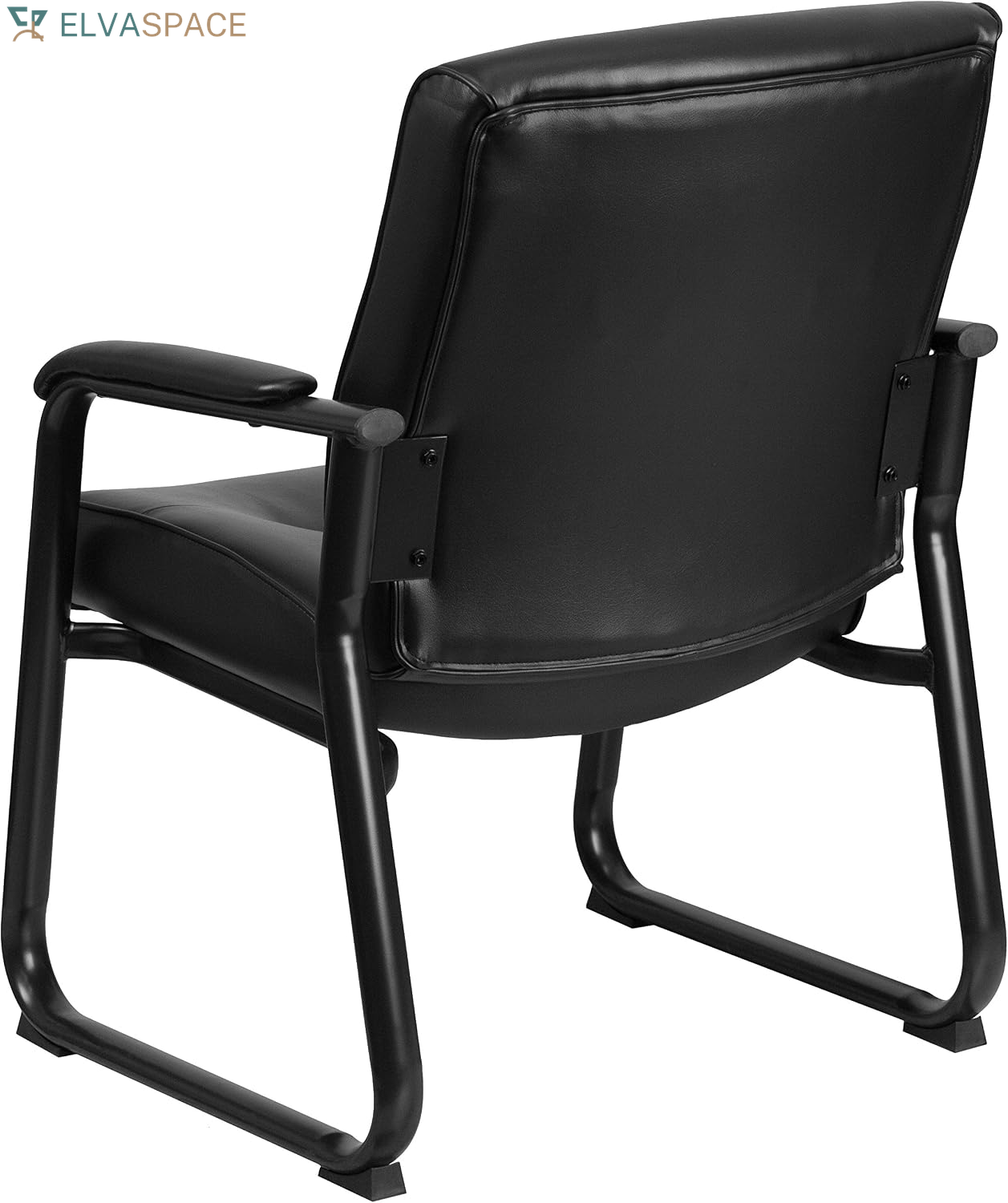 Hercules Series Big & Tall Leathersoft Executive Side Reception Chair, Padded Lobby Chair with 500-Lb. Static Weight Capacity, Black