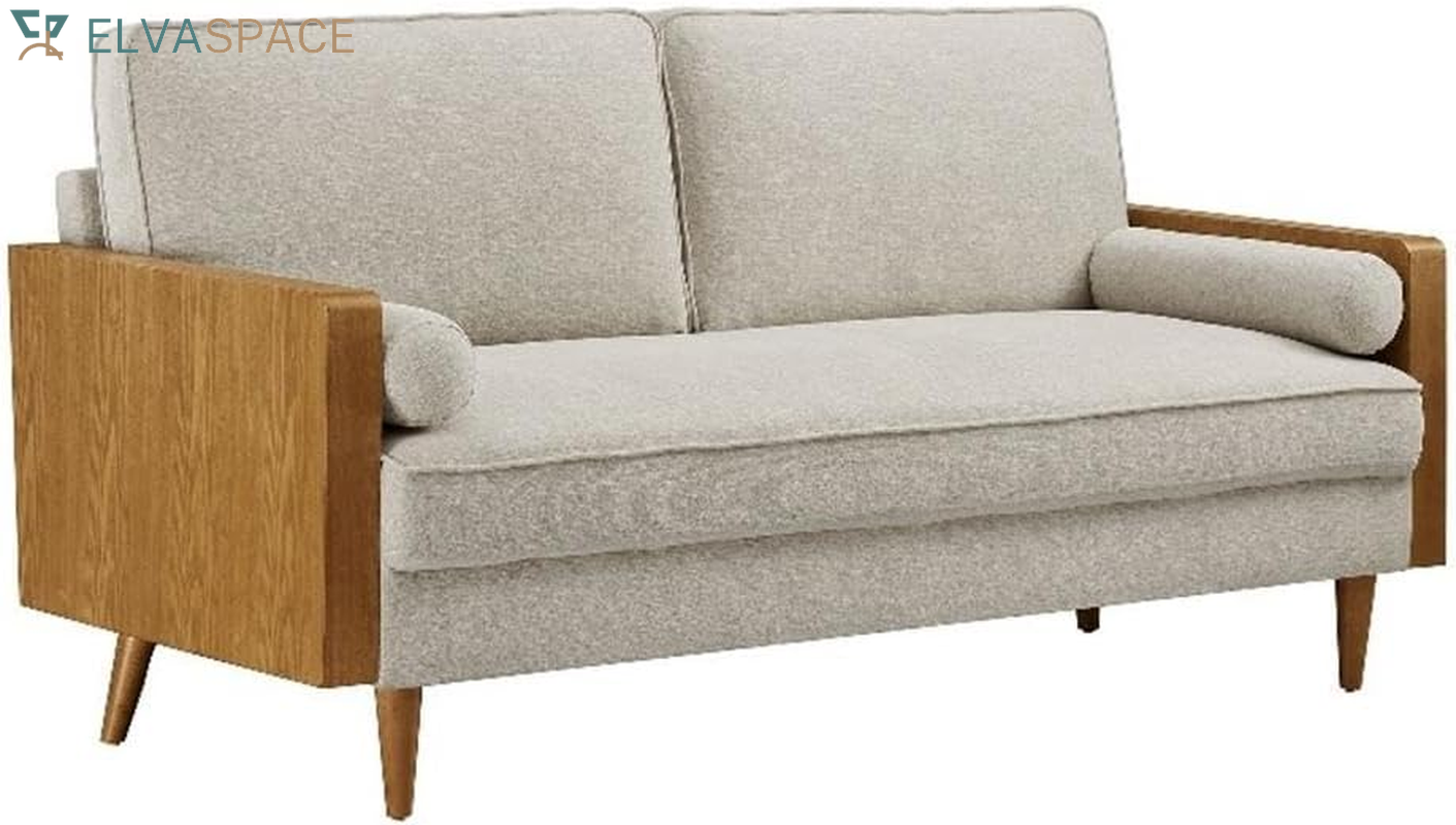 Kellan 72 Inch Velvet Sofa in Walnut Moss Green