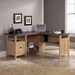 August Hill L-Shaped Corner Desk with Storage Drawer and Open Shelf for Home Office, in Dover Oak Finish