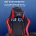 Gaming Chair Office Chair Desk Chair with Footrest Lumbar Support Headrest Armrest Task Rolling Swivel Ergonomic E-Sports Adjustable PC Gamer Chair (Red)