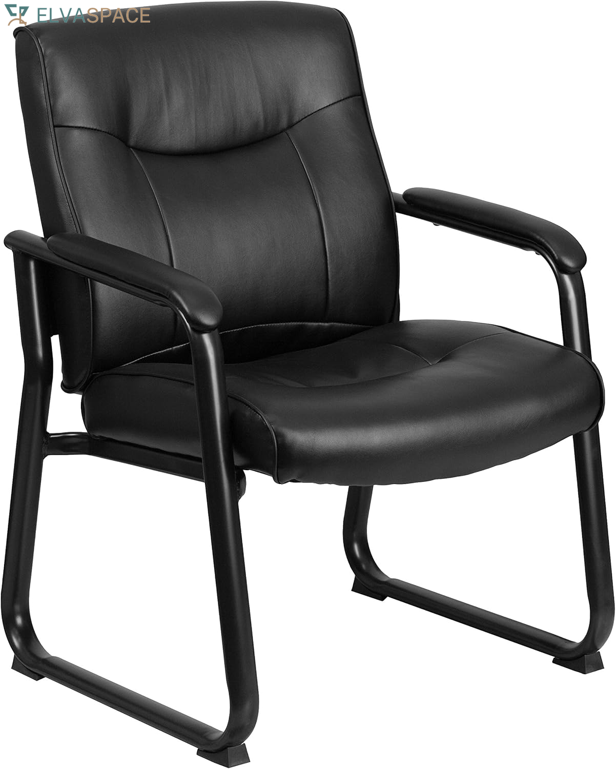 Hercules Series Big & Tall Leathersoft Executive Side Reception Chair, Padded Lobby Chair with 500-Lb. Static Weight Capacity, Black