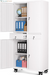 Storage Metal Cabinet 71" with Doors and 4 Shelves Adjustable Adjustable Feet and Lock Tall Storage Cabinet for Pantry Garage Craft Bedroom Office Shop