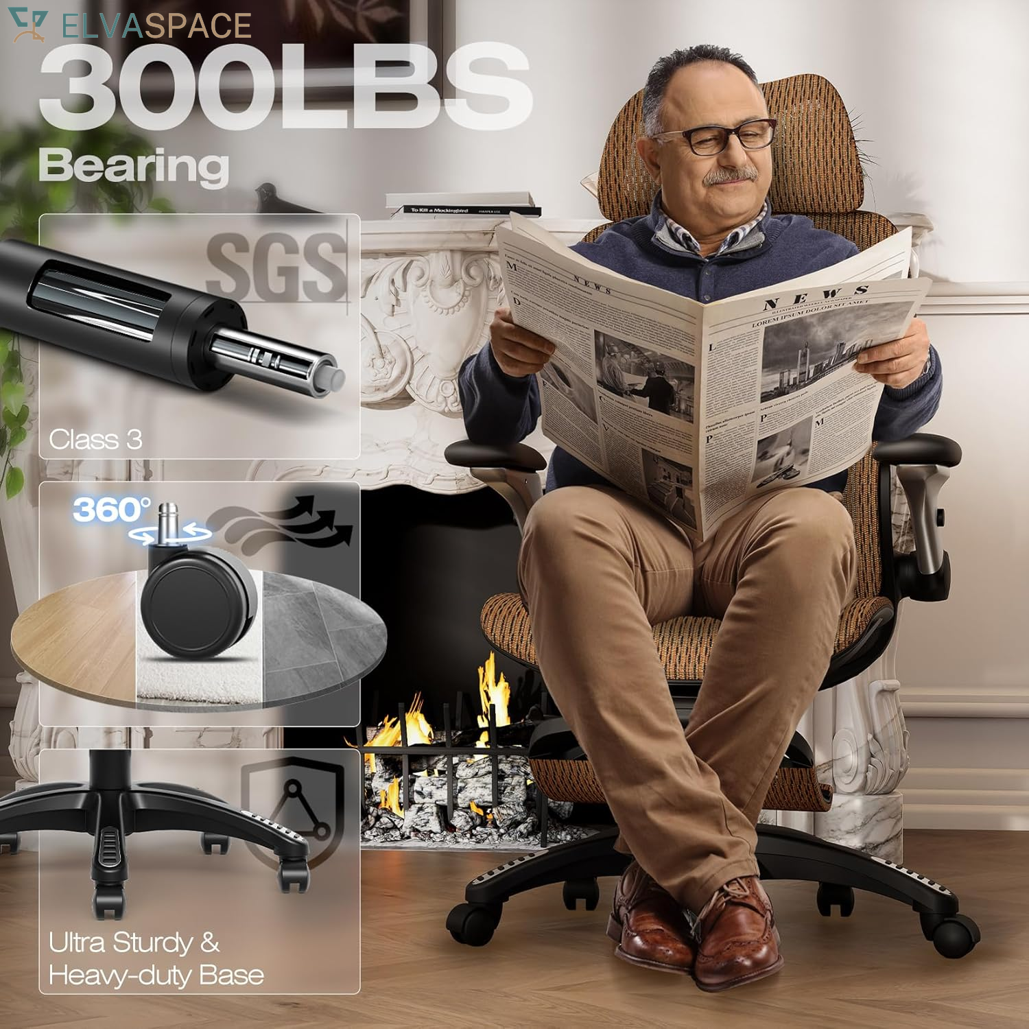X100 Ergonomic Office Chair with Footrest, Big and Tall Home Desk Chair with 5D Flip-Up Arms, Adjustable 3D Lumbar Support,High Back Rolling Computer Chair, Swivel Mesh Chairs