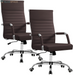Ergonomic Office Desk Chair, Executive Ribbed Mid-Back PU Leather Conference Room Chair Adjustable Swivel Chair with Arms (1, Orange)