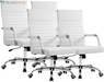 Ergonomic Office Desk Chair, Executive Ribbed Mid-Back PU Leather Conference Room Chair Adjustable Swivel Chair with Arms (1, Orange)