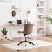 Green Office Desk Chair with Wheels Armless Vanity Chair Modern | Faux Leather Upholstered with Rocking Back, Swivel Height Adjustable Small Cute Computer Rolling Task Chair Ergonomic 300Lb