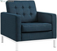 Loft Upholstered Fabric Mid-Century Modern Accent Arm Lounge Chair in Teal