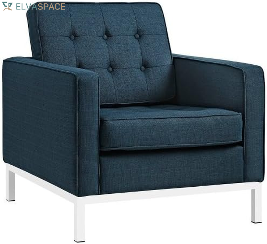 Loft Upholstered Fabric Mid-Century Modern Accent Arm Lounge Chair in Teal
