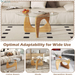 Triangle Glass Coffee Table, Mid-Century Modern Center Table with Tempered Glass Top & Adjustable Rubber Wood Base, Small Coffee Table for Small Spaces, Living Room & Reception Room (Natural)