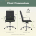 Sadie Executive Ergonomic Office Chair with Leather Upholstery, Chrome Arms and Back Support, Mid Back Desk and Computer Chair for Home Office or Conference Room, 360 Swivel, Black