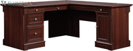 Palladia L Shaped Desk with Drawers, Office Desk with File Cabinet Storage, Cable Management, Keyboard Tray, in Select Cherry Finish
