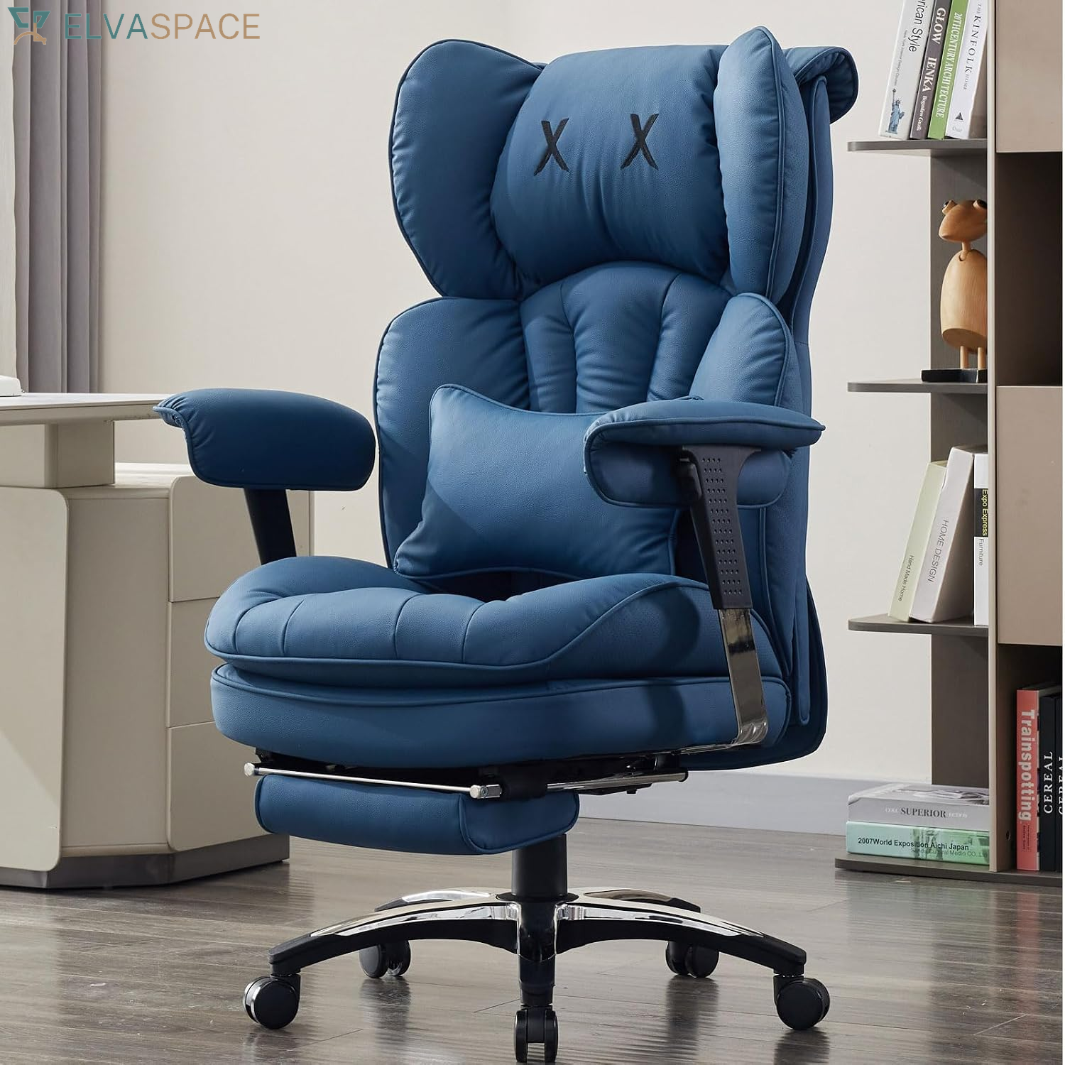 Big & Tall Desk Chair, Wide Executive Office Chair with Footrest Grey