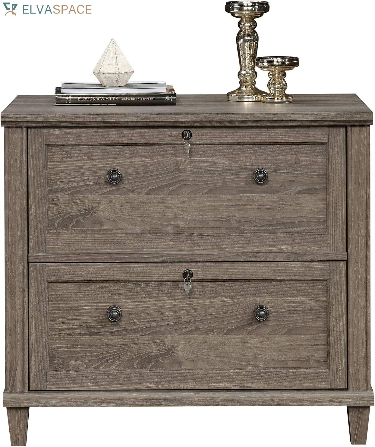 Hammond 2 Drawer Lateral File Cabinet for Home Office, Filing Cabinet with Lock, in Emery Oak