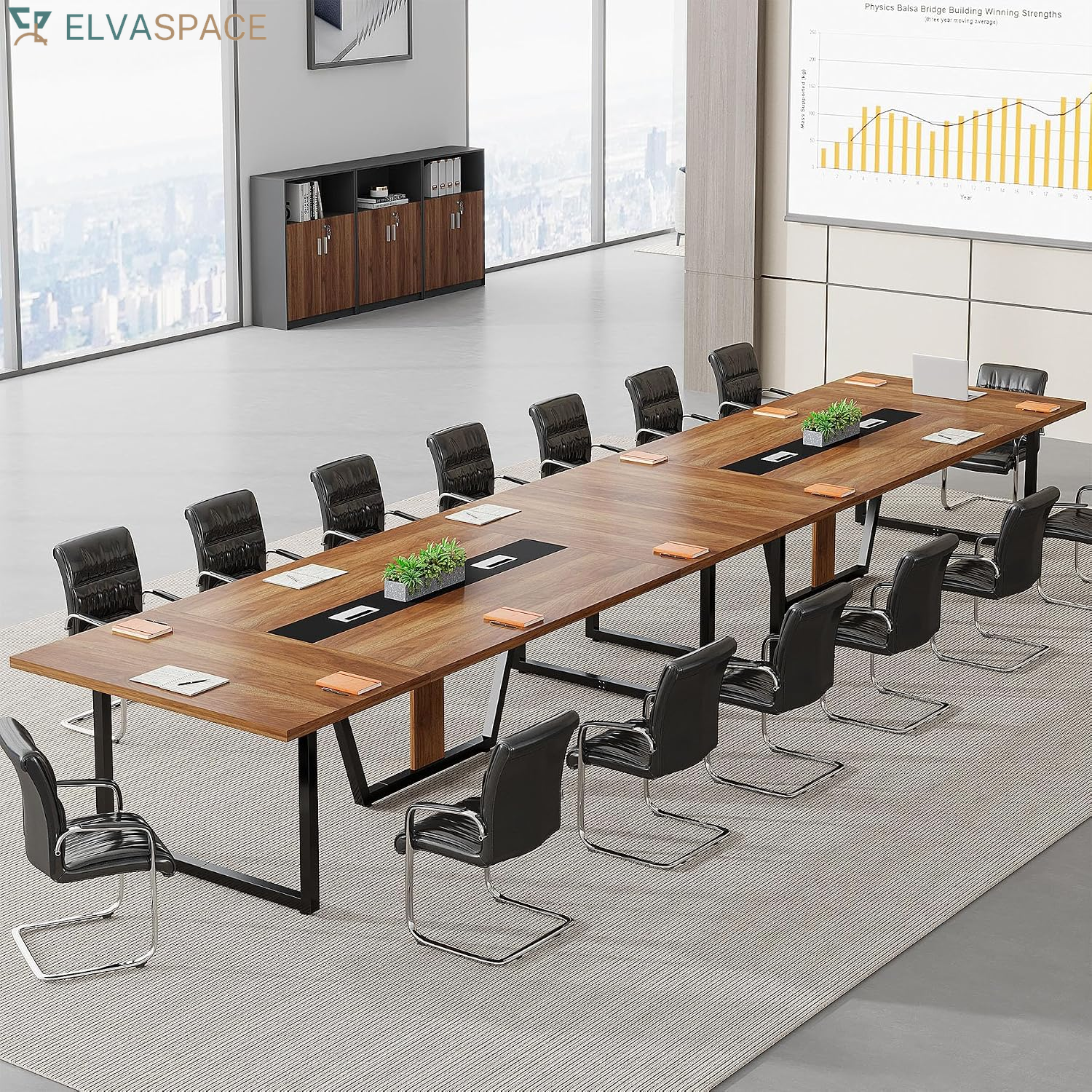 Tribesigns 8FT Conference Table, 94.49 L X 47.24 W X 29.53 H Inches Large Meeting Podcast Table for 10 People, Business Style Wooden Training Table with Strong Metal Frame for Office Conference