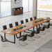 Tribesigns 8FT Conference Table, 94.49 L X 47.24 W X 29.53 H Inches Large Meeting Podcast Table for 10 People, Business Style Wooden Training Table with Strong Metal Frame for Office Conference