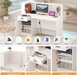 47" Reception Desk with LED Lights Power Outlets,L-Shaped Modern Front Table Reception Room Table with Cable Grommet,Lockable Drawers,Retail Checkout Counter for Lobby,Salon,Home Office Desk,White