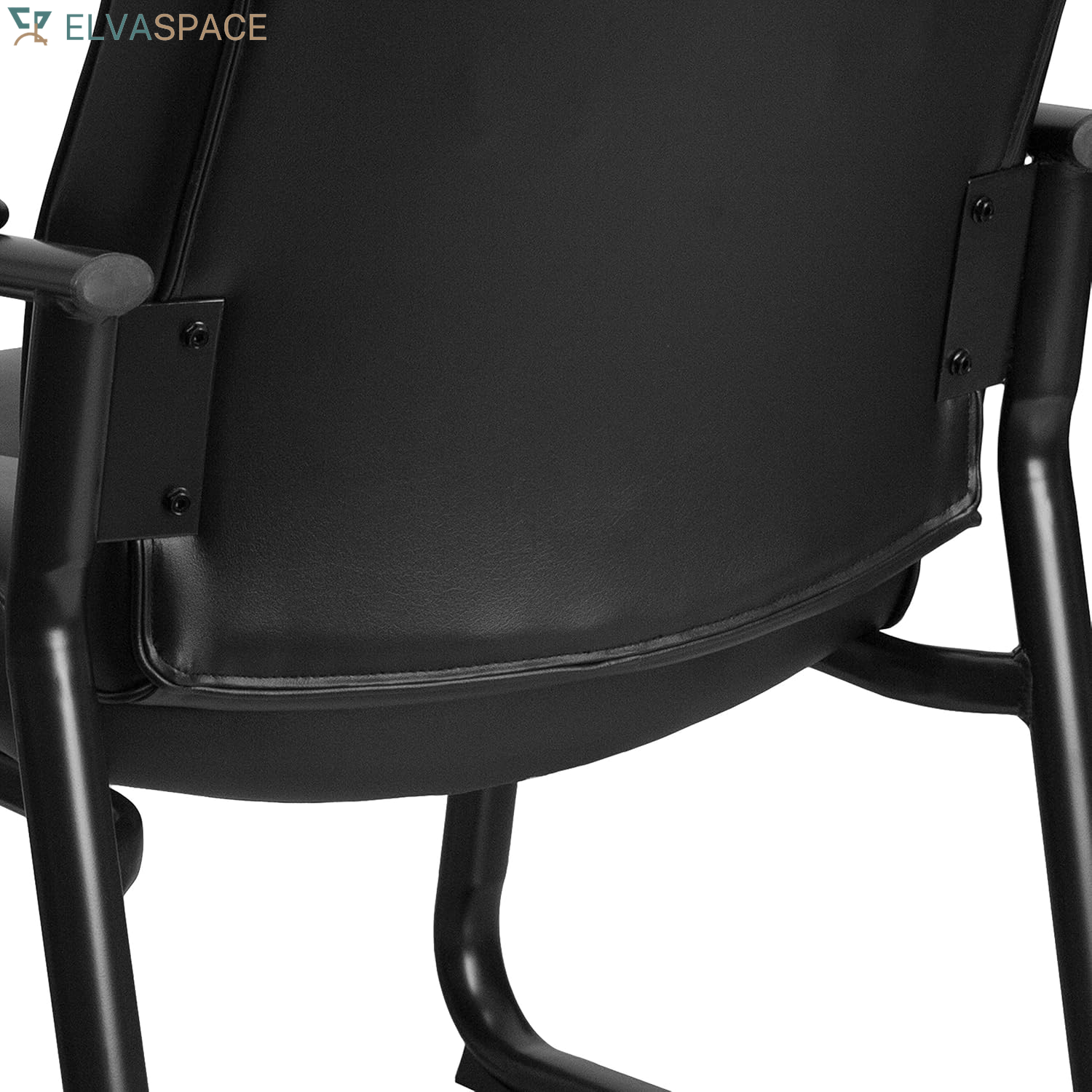 Hercules Series Big & Tall Leathersoft Executive Side Reception Chair, Padded Lobby Chair with 500-Lb. Static Weight Capacity, Black