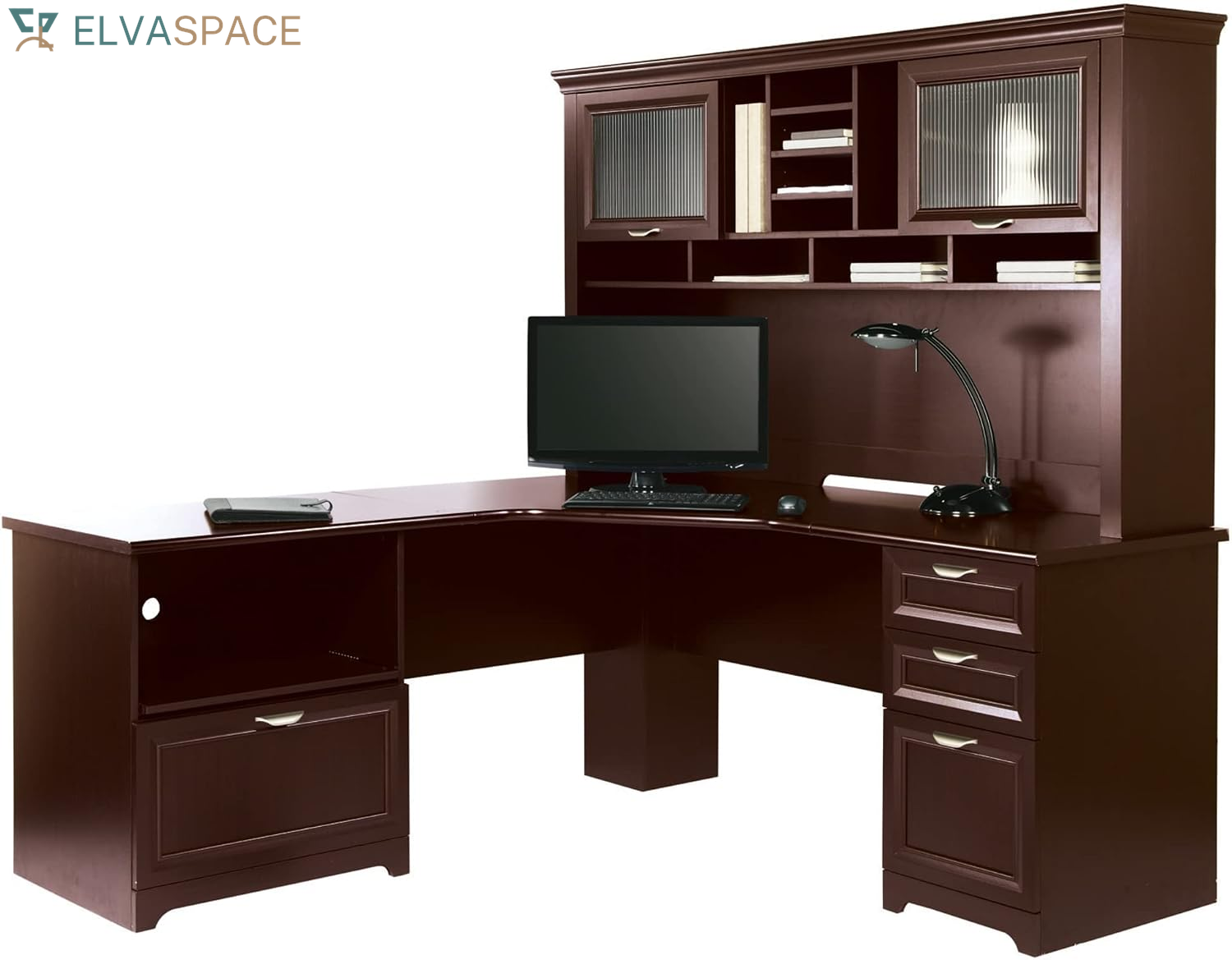 ® Magellan Performance 71"W L-Shaped Corner Desk, Cherry