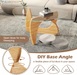 Triangle Glass Coffee Table, Mid-Century Modern Center Table with Tempered Glass Top & Adjustable Rubber Wood Base, Small Coffee Table for Small Spaces, Living Room & Reception Room (Natural)