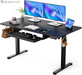 Electric Standing Desk with Keyboard Tray, 44X24, Vintage Brown