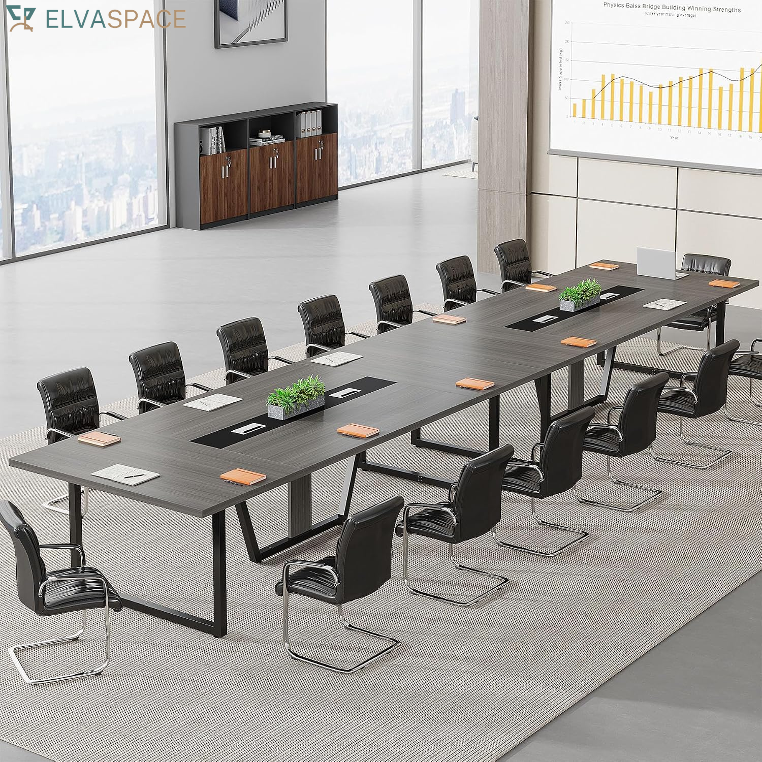 Tribesigns 8FT Conference Table, 94.49 L X 47.24 W X 29.53 H Inches Large Meeting Podcast Table for 10 People, Business Style Wooden Training Table with Strong Metal Frame for Office Conference