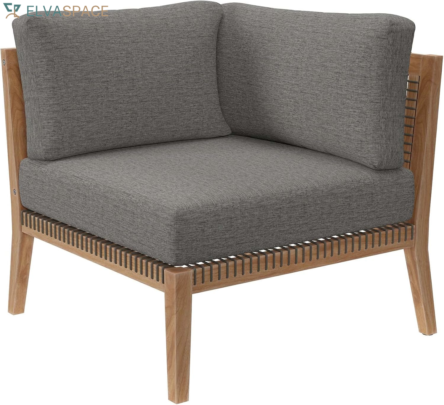 Clearwater Outdoor Patio Teak Wood 6-Piece Sectional Sofa in Gray Graphite