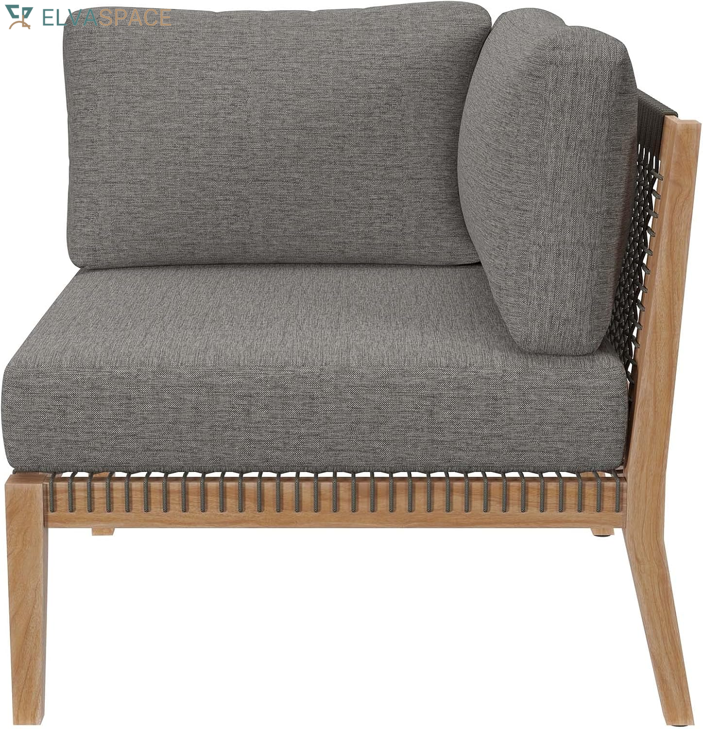 Clearwater Outdoor Patio Teak Wood 6-Piece Sectional Sofa in Gray Graphite